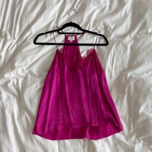 Cami NYC Bright Fuchsia Lace-Trim Silk Cami Perfect Condition No Pulls / Stains